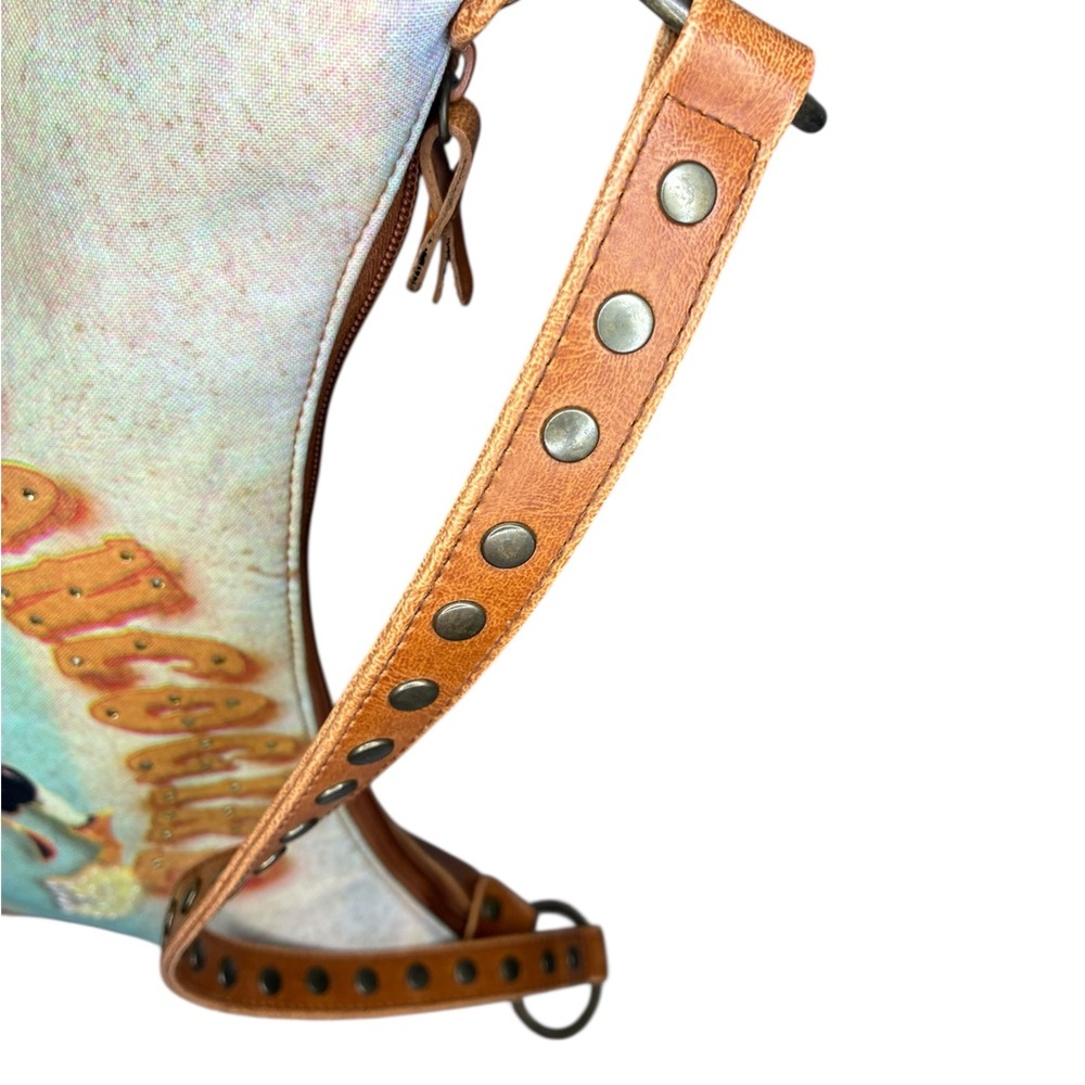Far Nine Bronco Girl Hobo Handbag features a vintage western cowgirl graphic - Picture 4 of 6